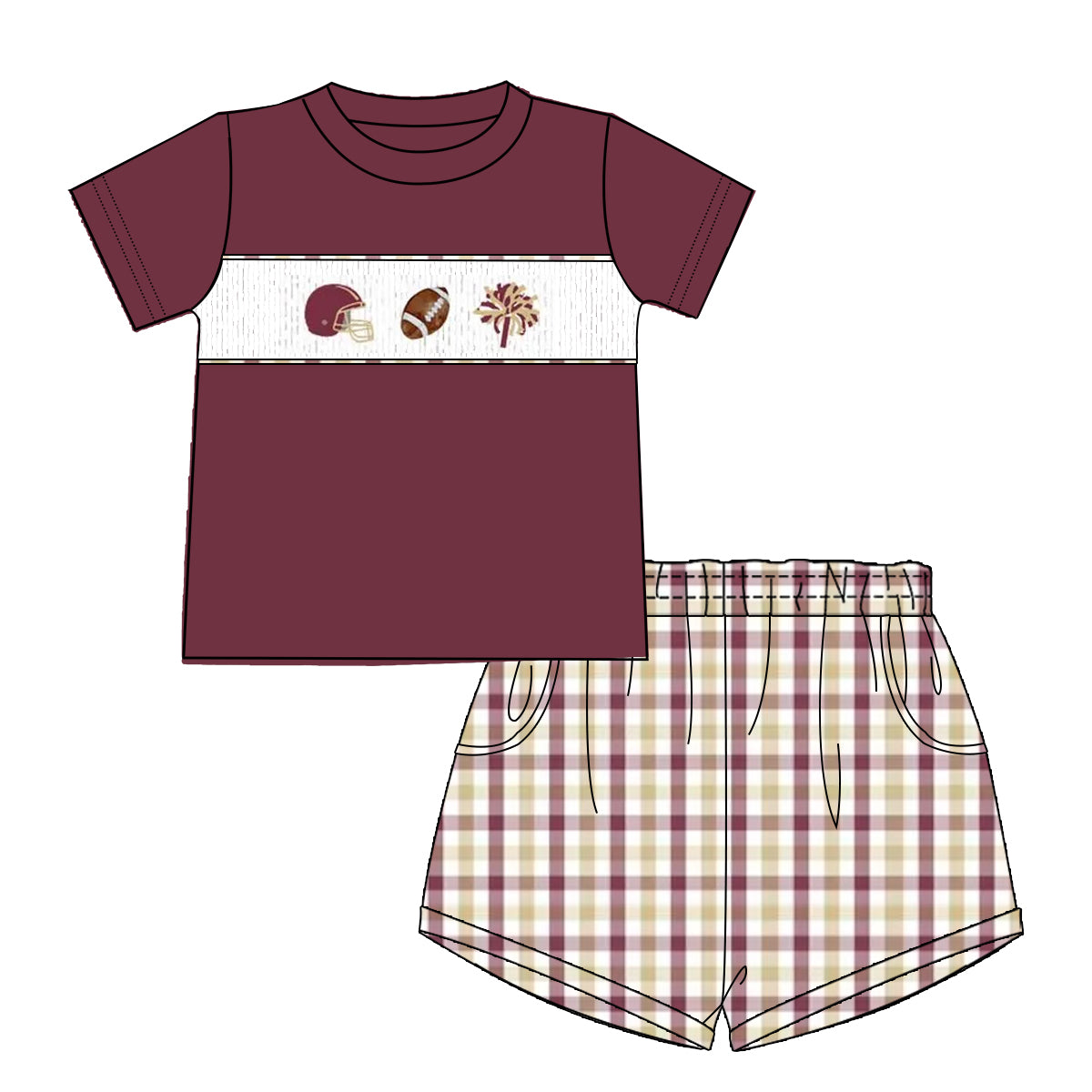 Florida State Boys Football Short Set | Smocked Game Day Outfit | Custom Team Colors