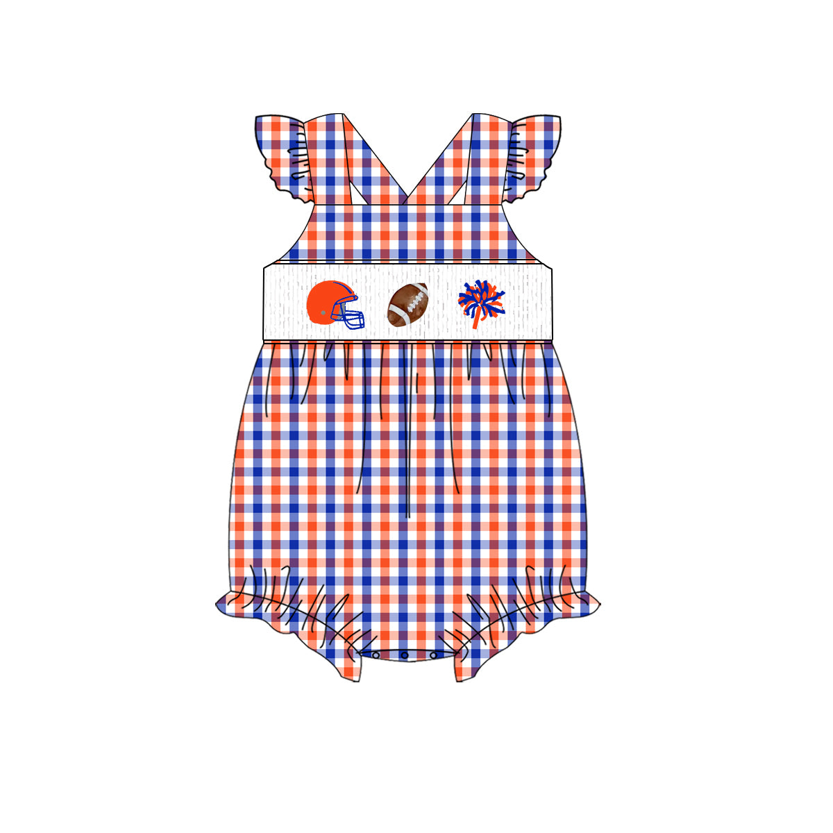 Florida Smocked Football Ruffle Bubble | Custom Team Colors | Girls Game Day Outfit