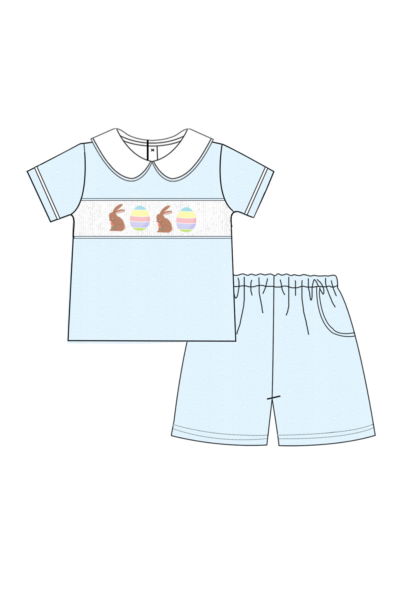 Hoppy Easter Swiss Dot Set – Blue Toddler & Boys Outfit