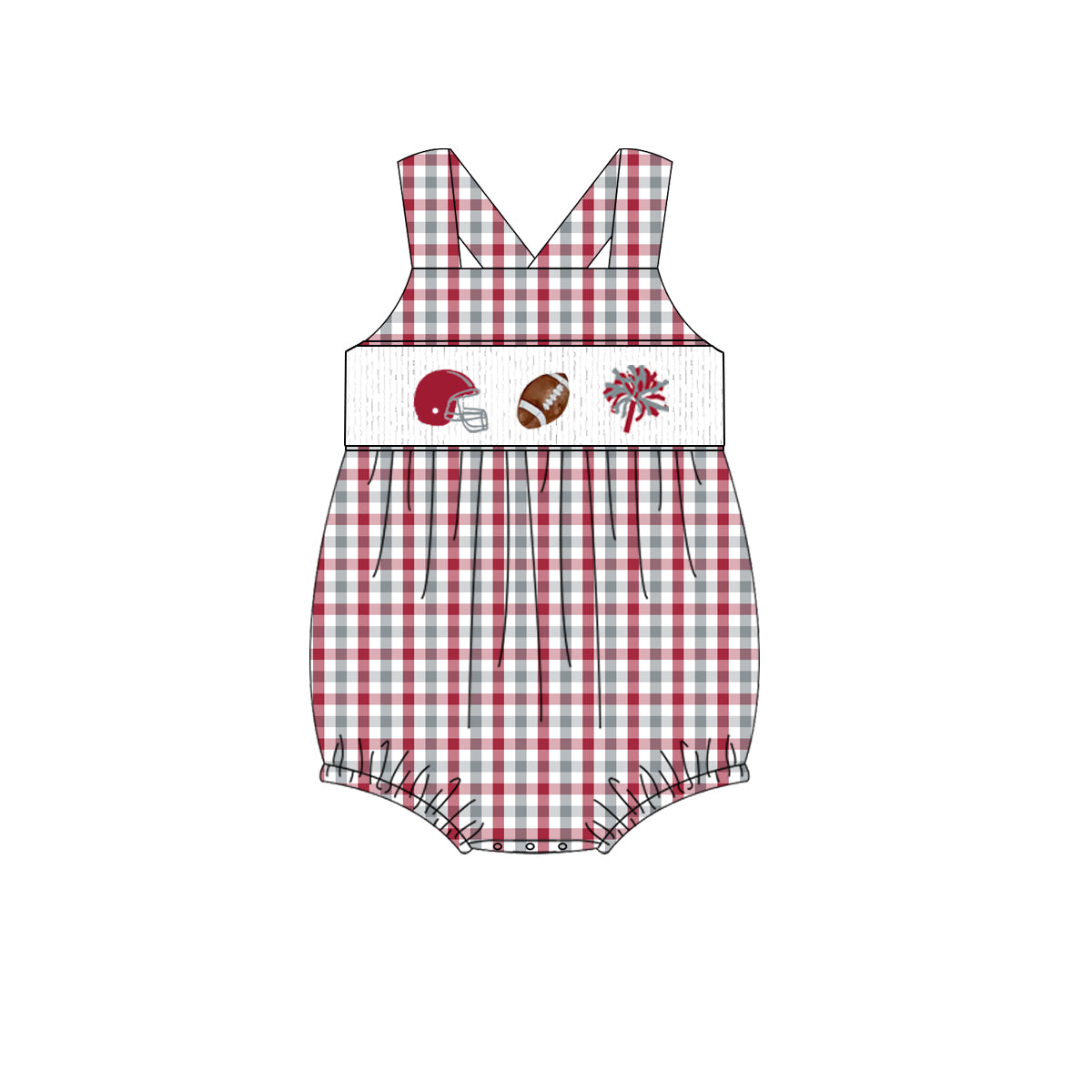 Alabama Gameday Smocked Bubble | Custom Team Color Football Bubble | Baby Football Outfit