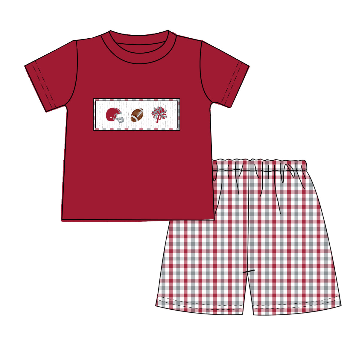 Alabama Boys Football Short Set | Smocked Game Day Outfit | Custom Team Colors