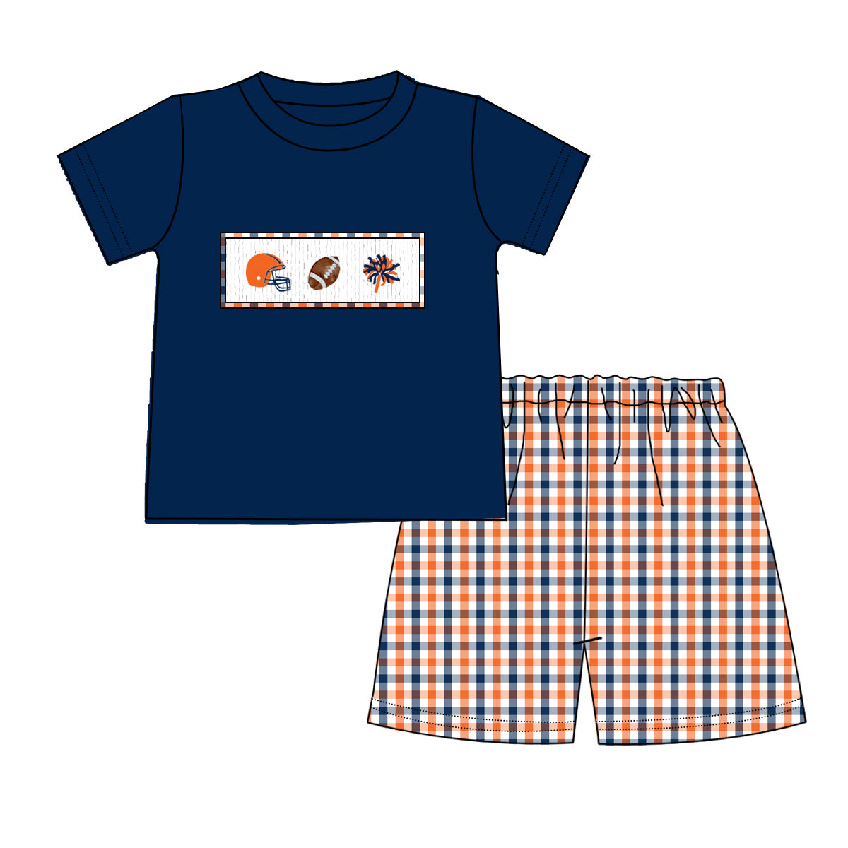 Auburn Boys Football Short Set | Smocked Game Day Outfit | Custom Team Colors
