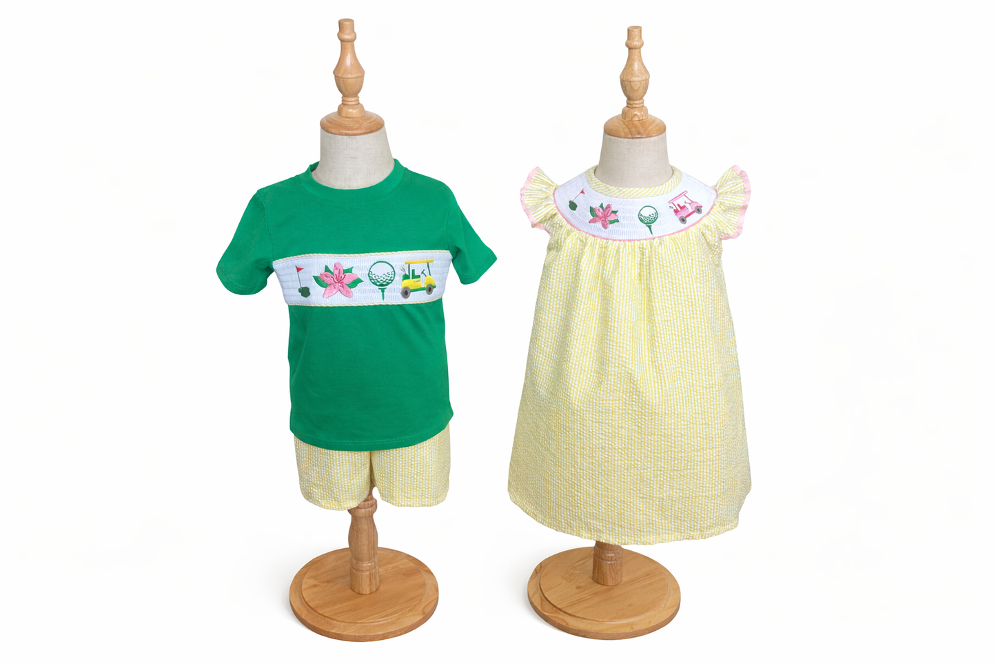 Augusta Yellow Seersucker Smocked Dress | Master's Golf Tournament Inspired