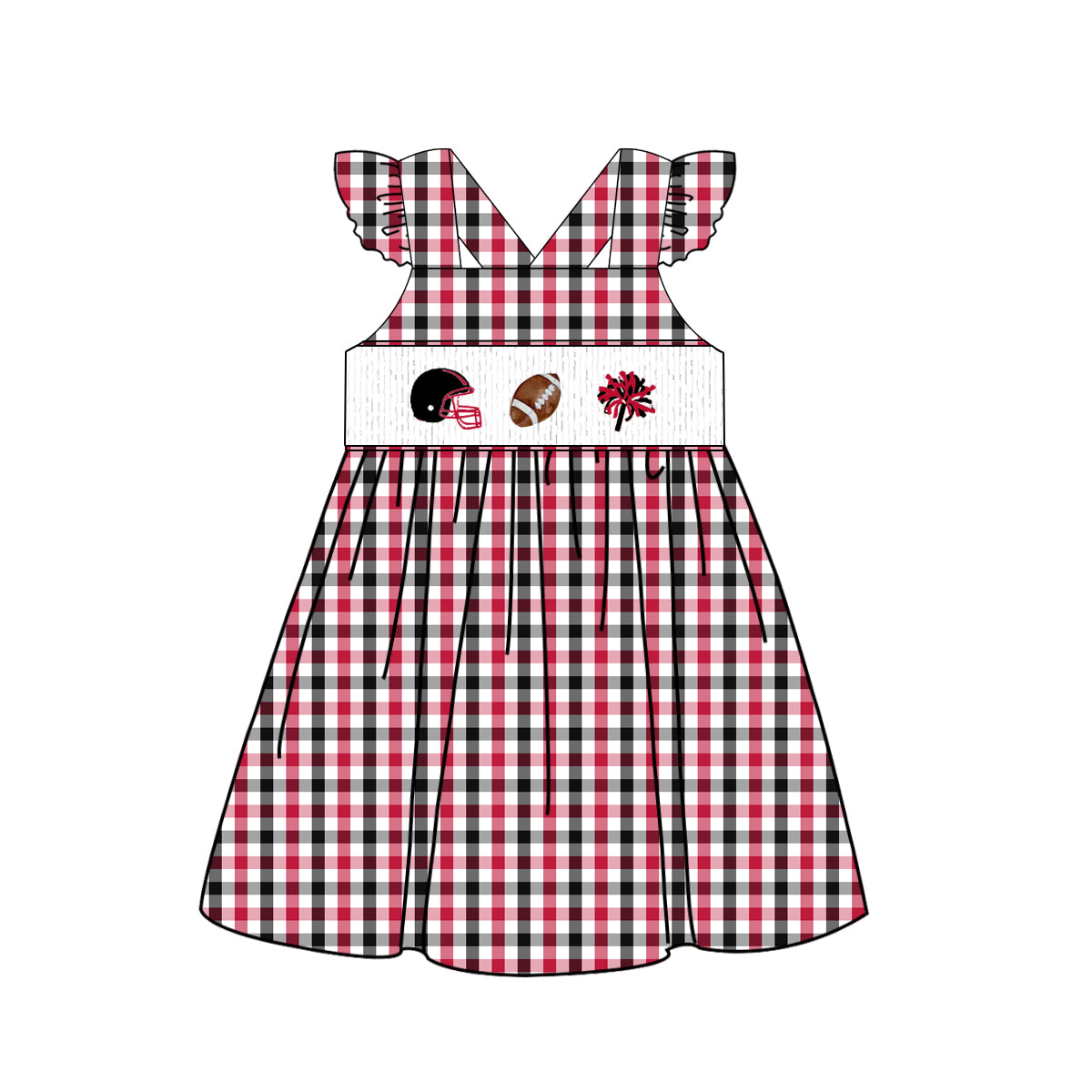 Georgia Gameday Smocked Dress | Custom Team Color Football Dress | Girls College Football Outfit