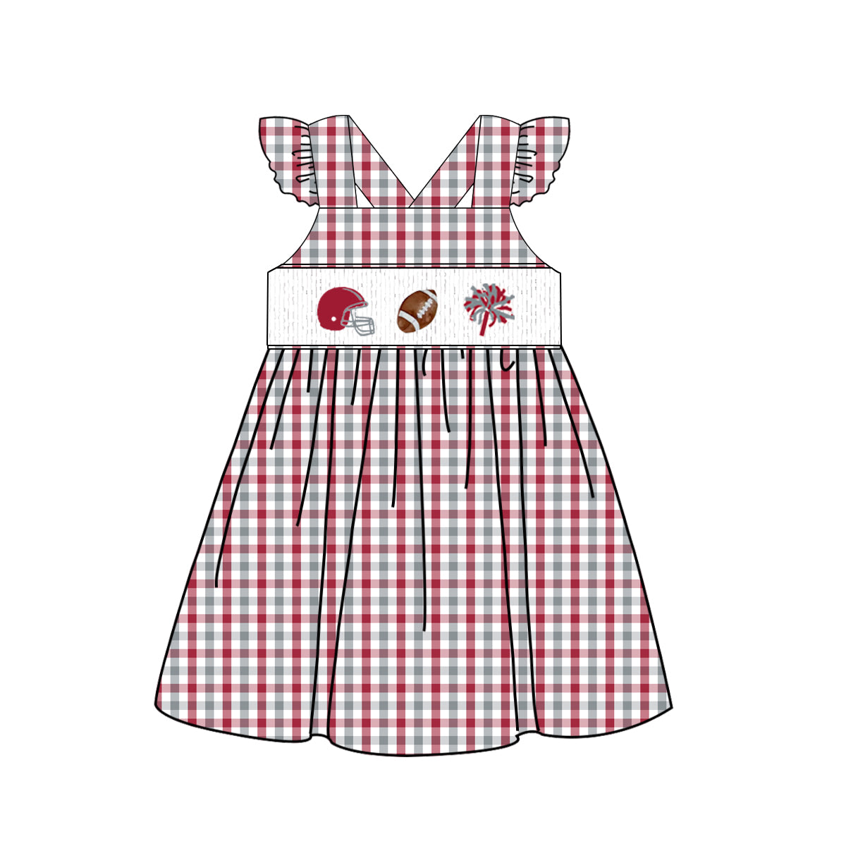 Alabama Gameday Smocked Dress | Custom Team Color Football Dress | Girls College Football Outfit