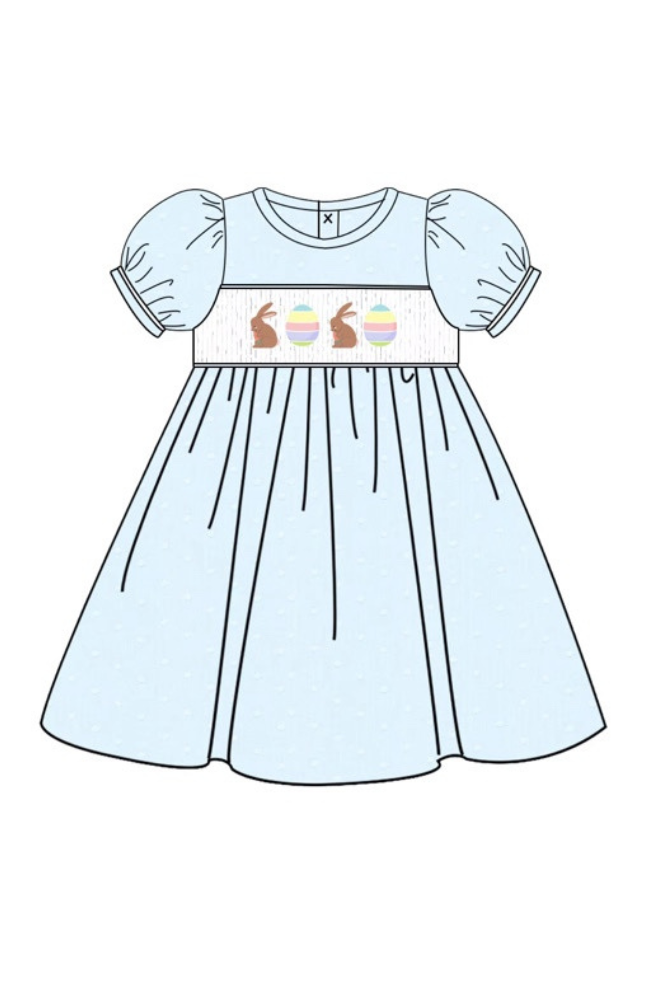 Hoppy Easter Smocked Dress – Blue Swiss Dot Toddler & Girls Dress