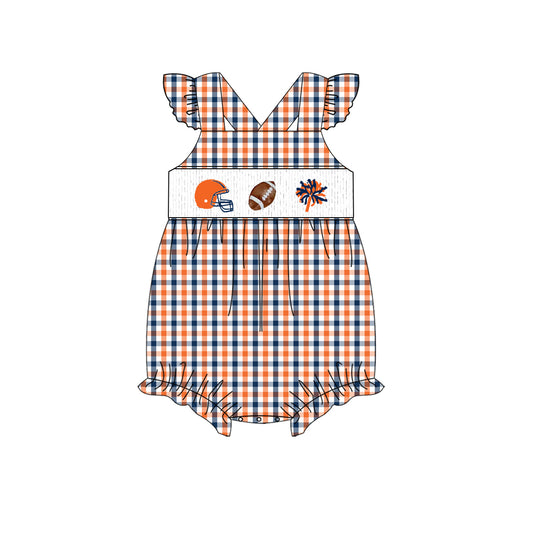 Auburn Smocked Football Ruffle Bubble | Custom Team Colors | Girls Game Day Outfit