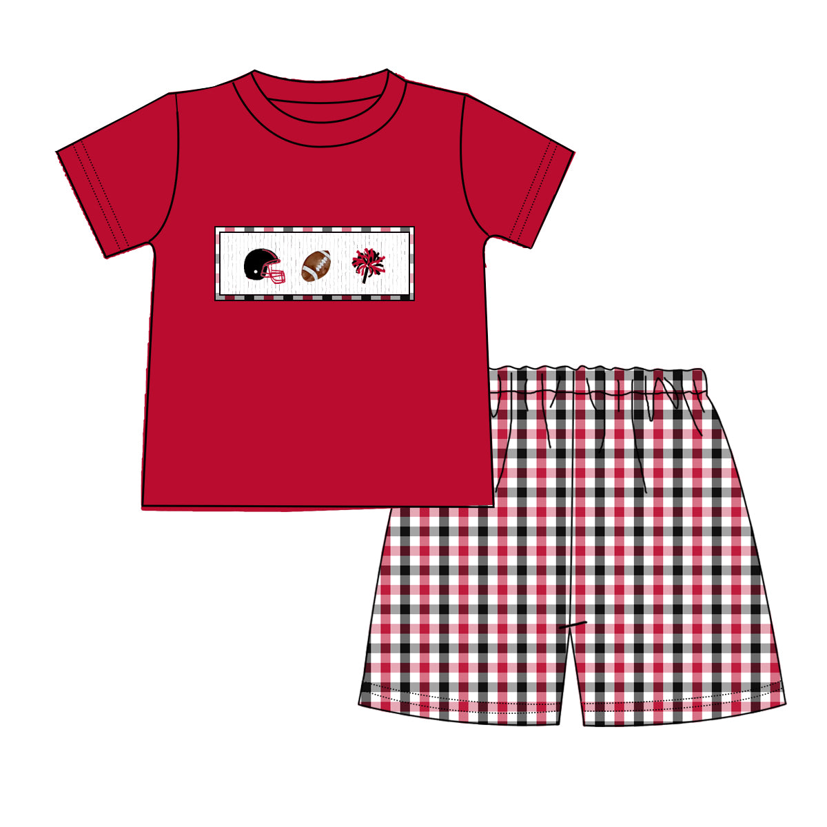 Georgia Boys Football Short Set | Smocked Game Day Outfit | Custom Team Colors