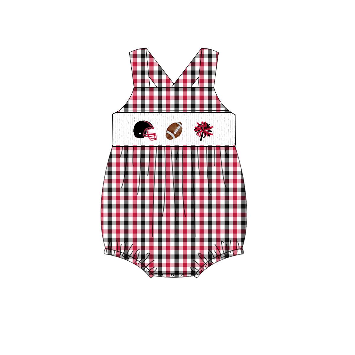 Georgia Gameday Smocked Bubble | Custom Team Color Football Bubble | Baby Football Outfit