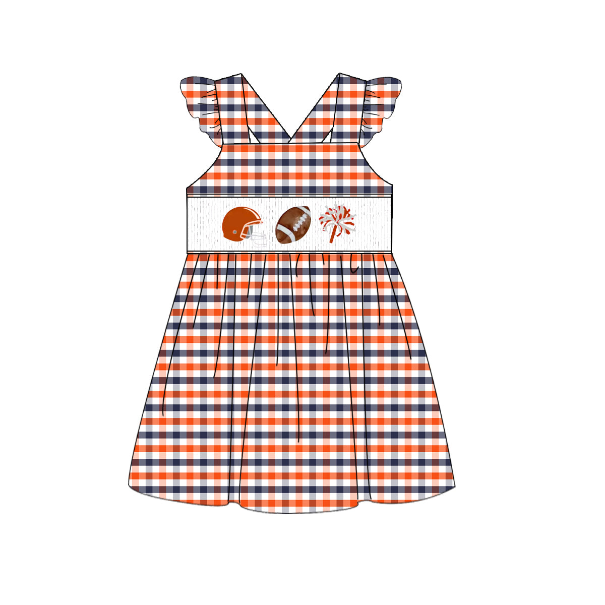 Auburn Gameday Smocked Dress | Custom Team Color Football Dress | Girls College Football Outfit