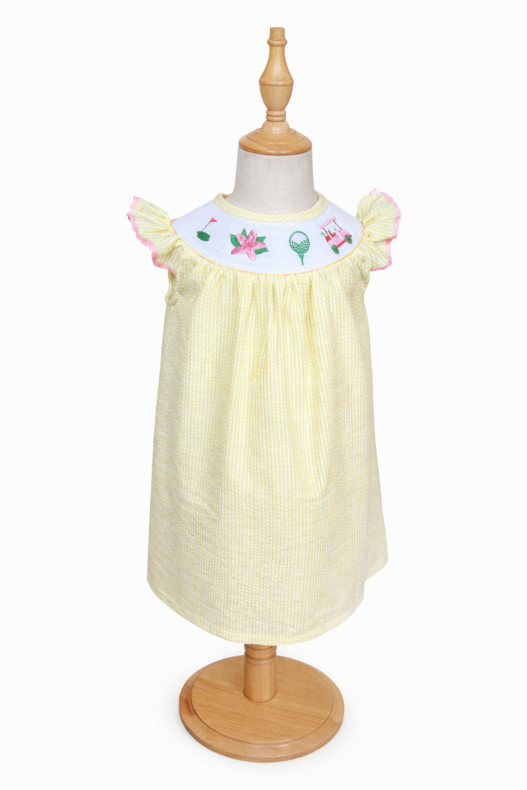Augusta Yellow Seersucker Smocked Dress | Master's Golf Tournament Inspired