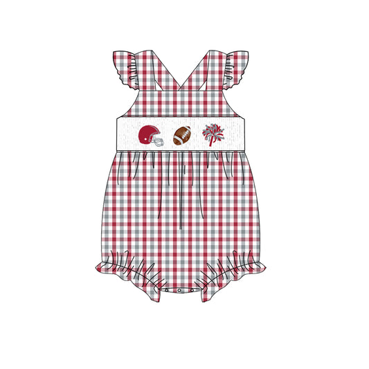 Alabama Smocked Football Ruffle Bubble | Custom Team Colors | Girls Game Day Outfit