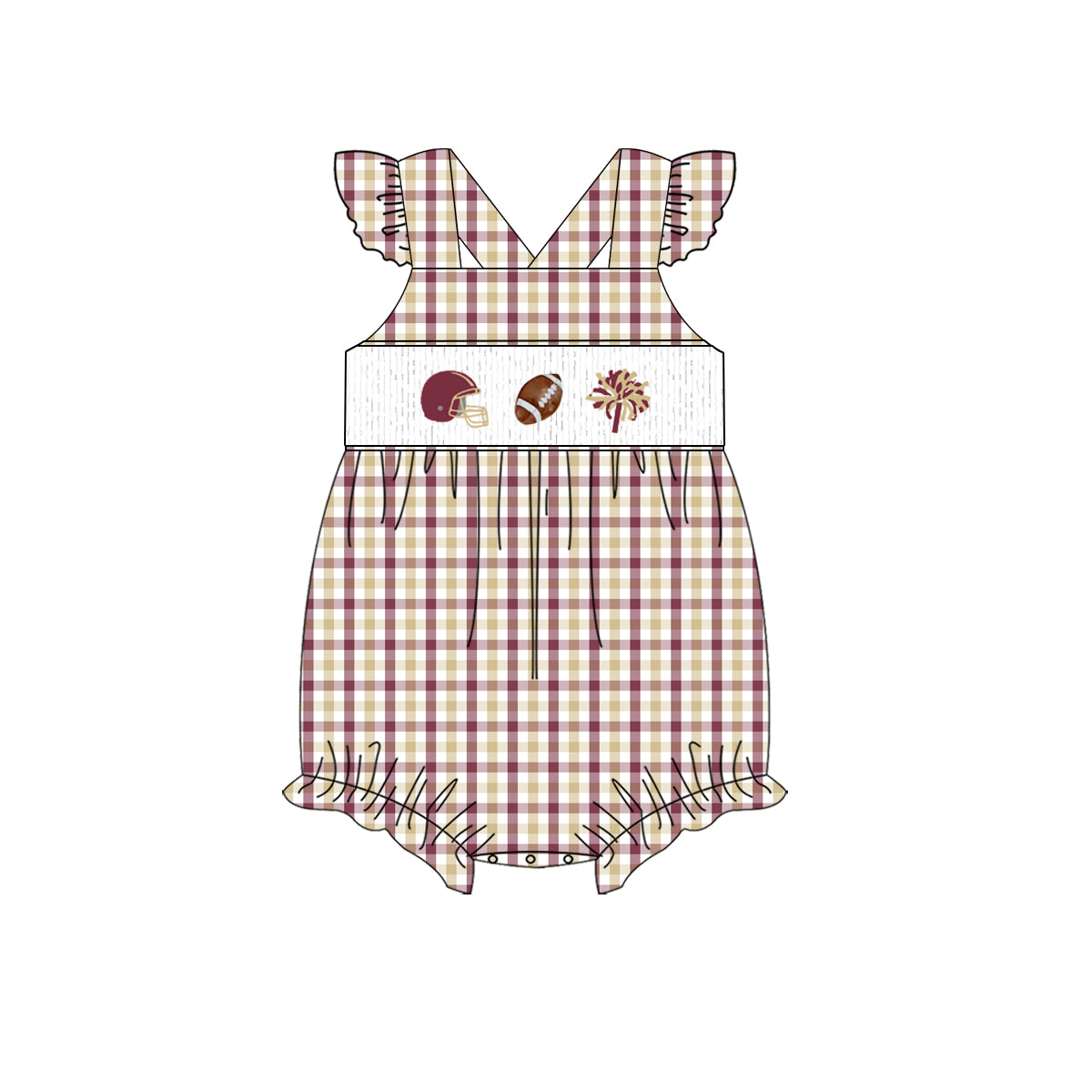 Florida State Smocked Football Ruffle Bubble | Custom Team Colors | Girls Game Day Outfit